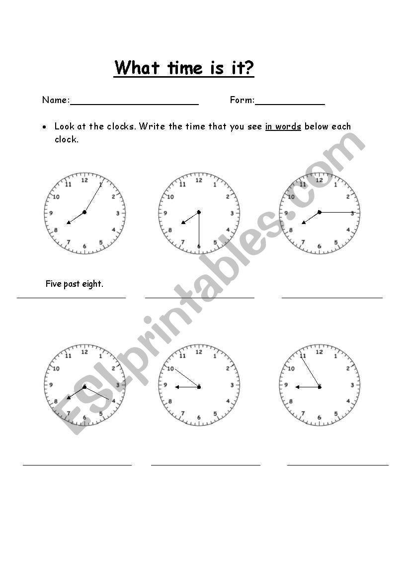 what time is it?? worksheet