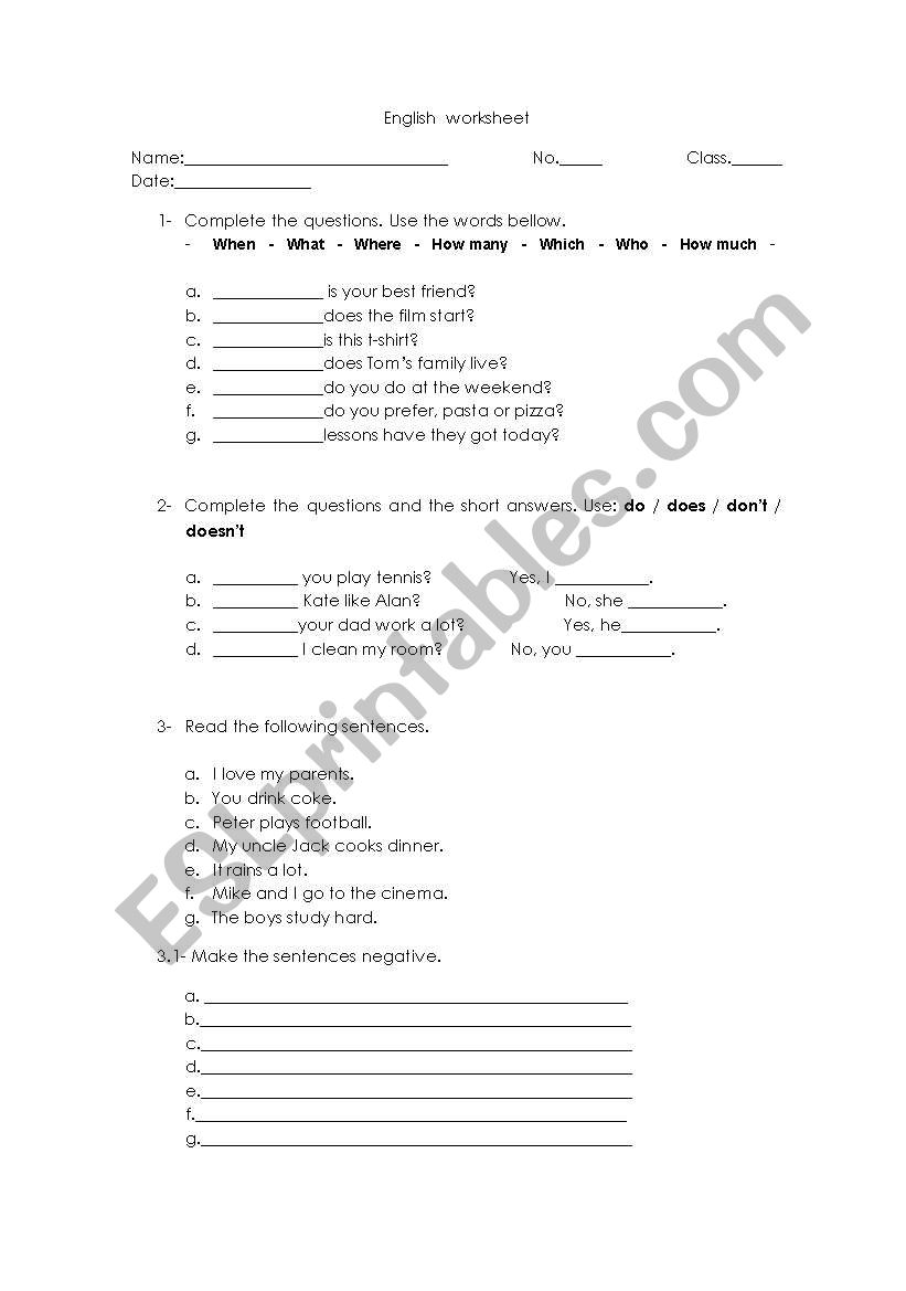 Past Simple worksheet