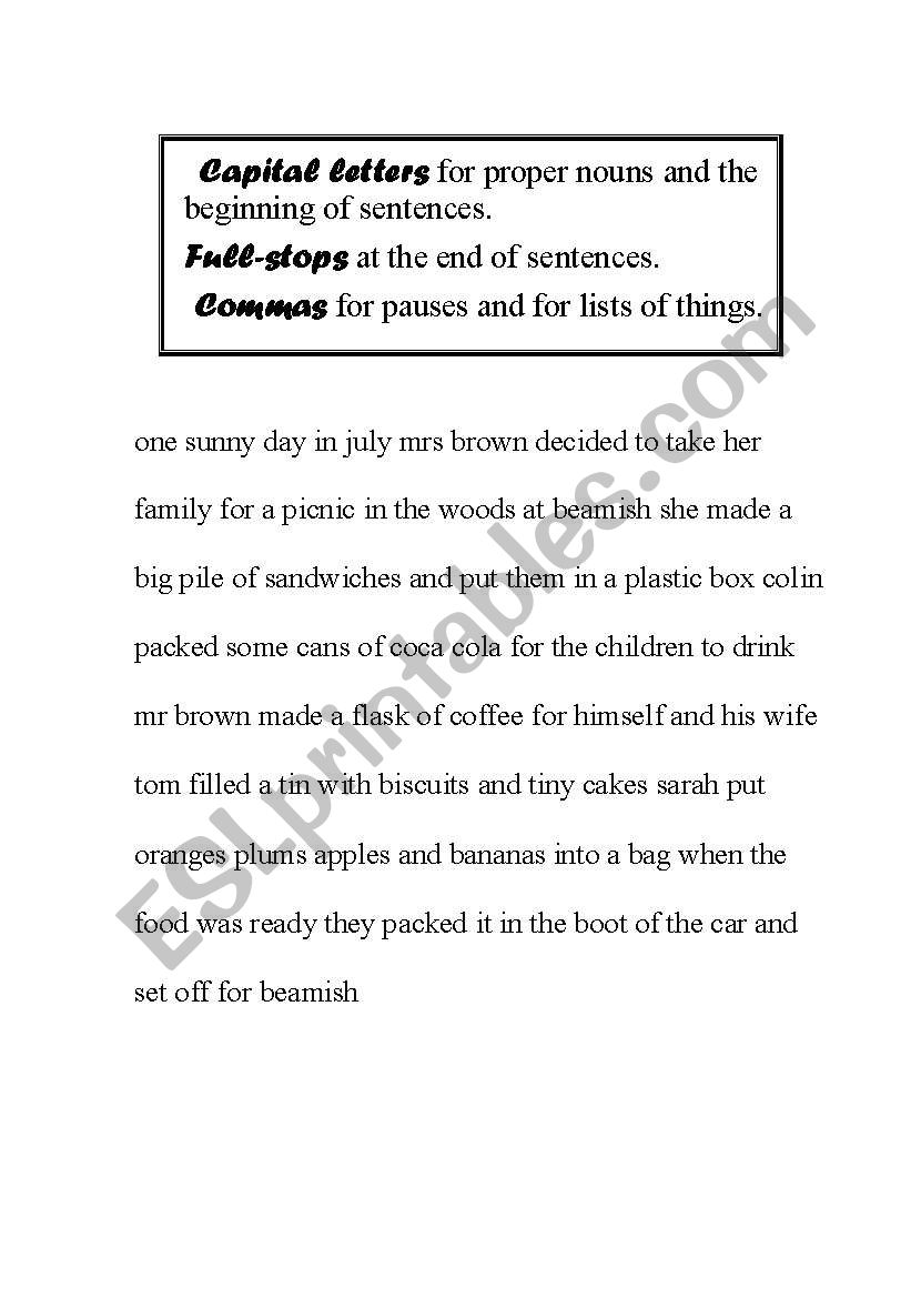 Punctuation worksheet