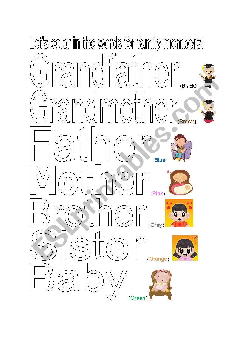 Family members worksheet