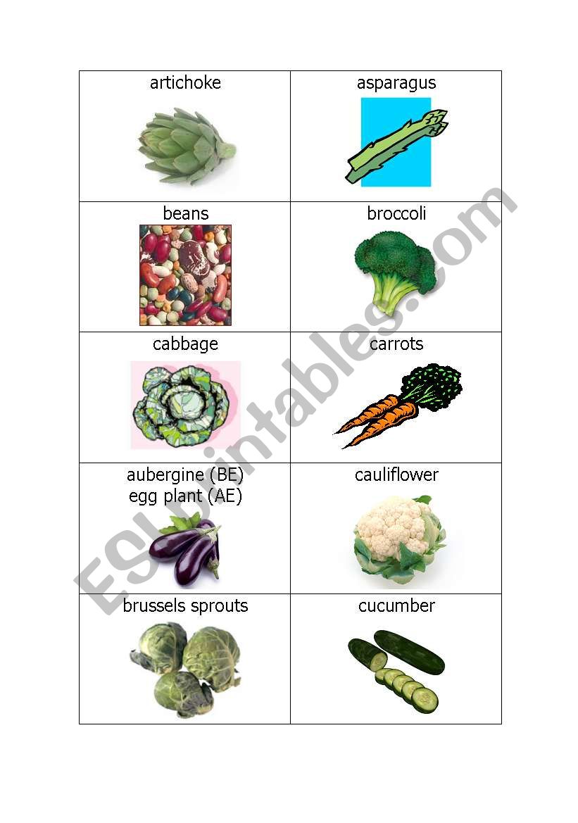 vegetables worksheet