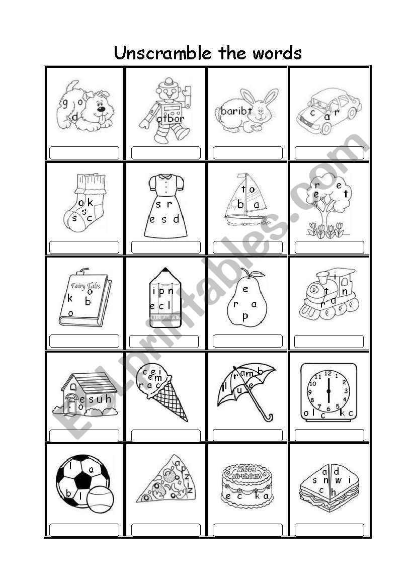 Unscramble The Words ESL Worksheet By Rose95