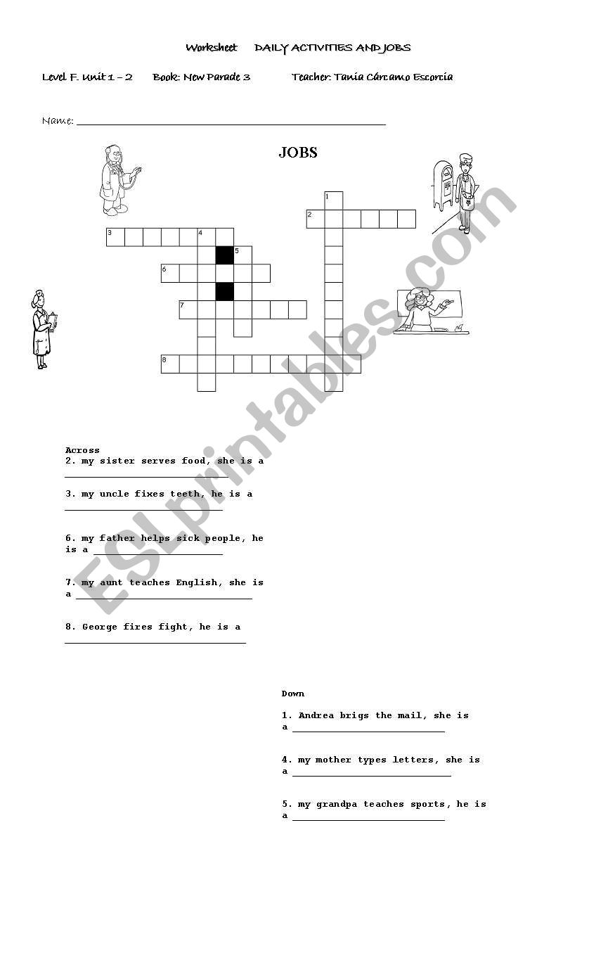 JOBS AND DAILY ACTIVITIES worksheet