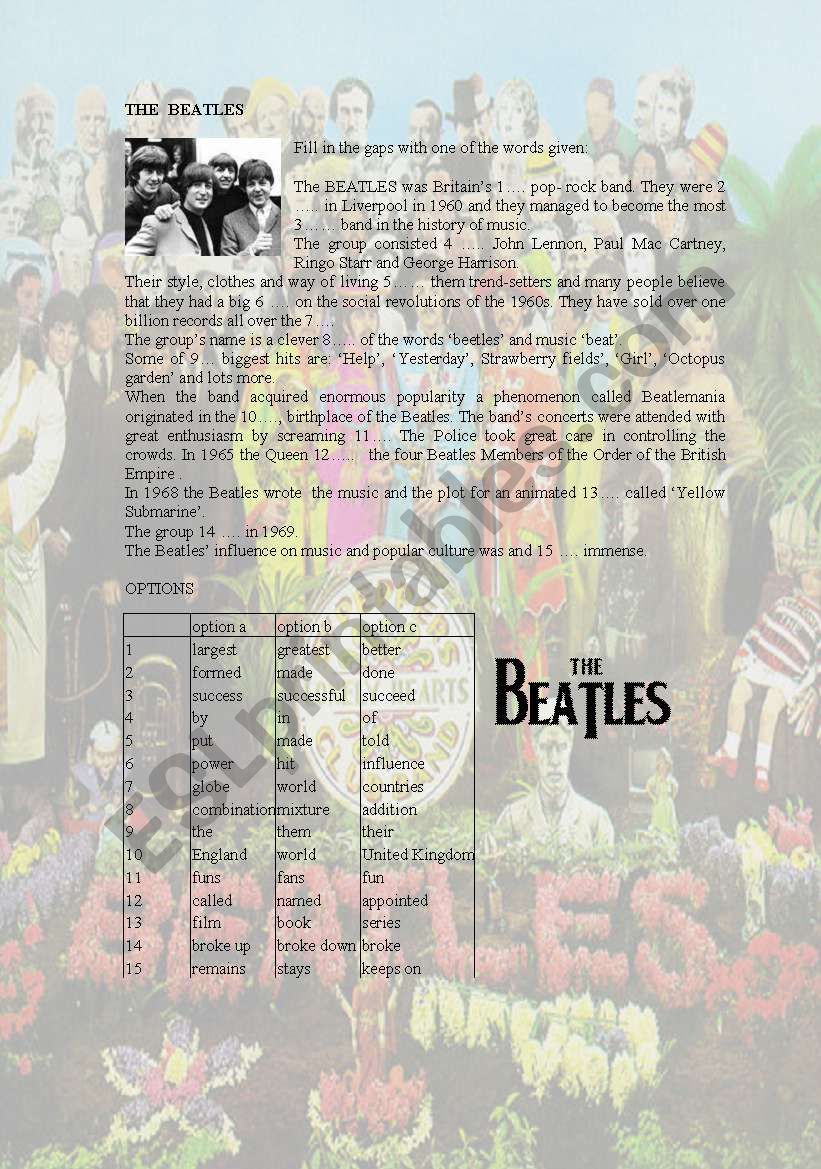 The Beatles worksheet