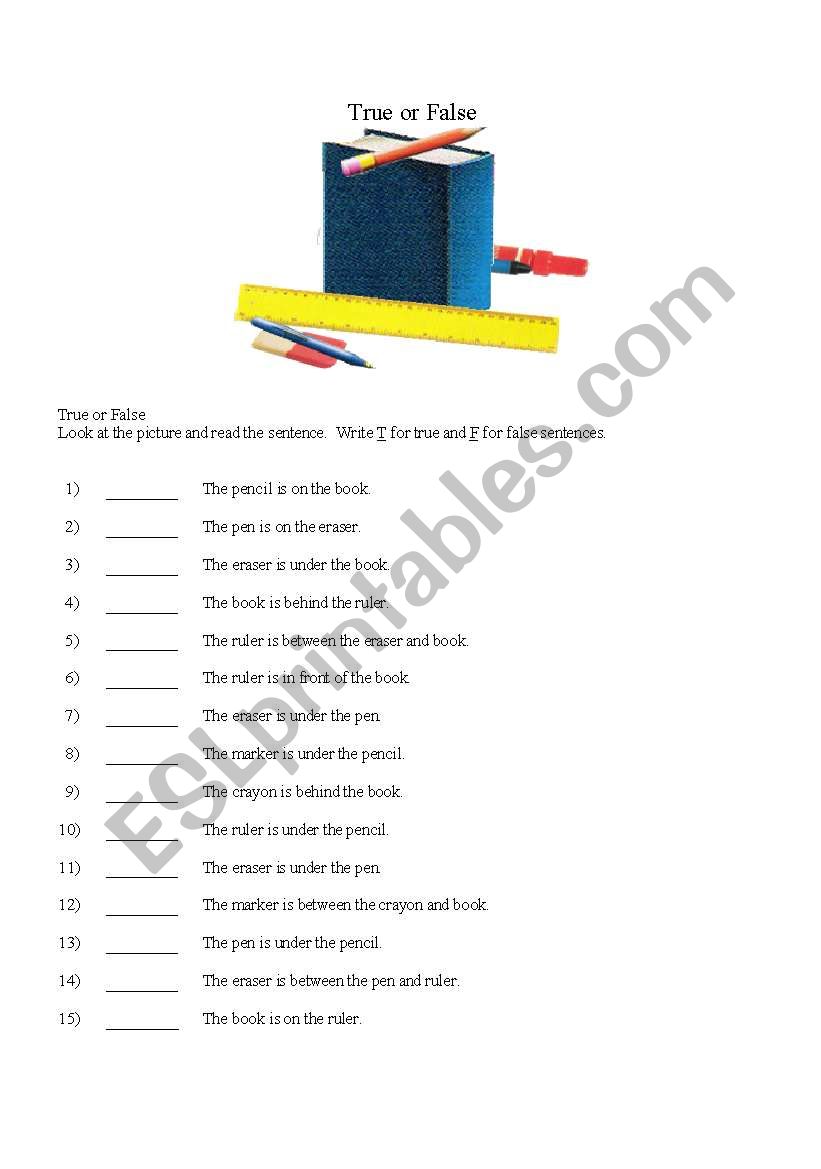 preposition worksheet