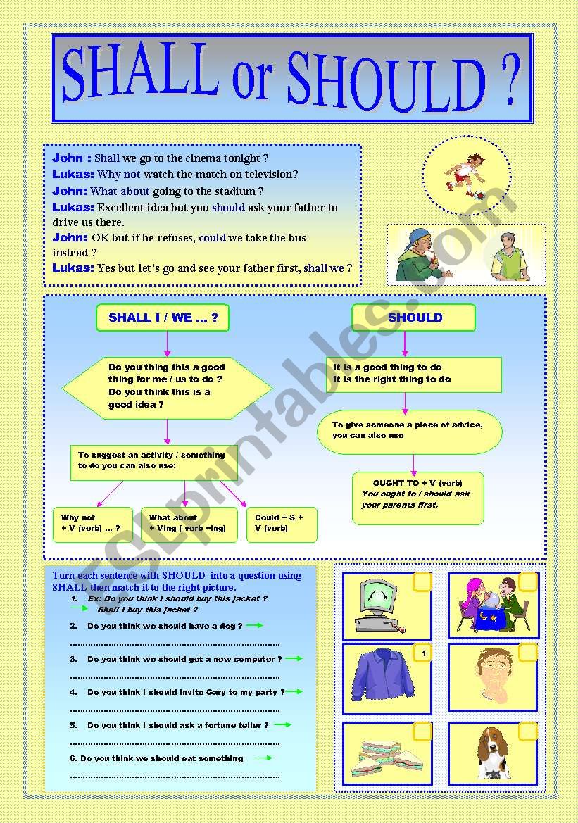 SHALL Or SHOULD ESL Worksheet By Flo84