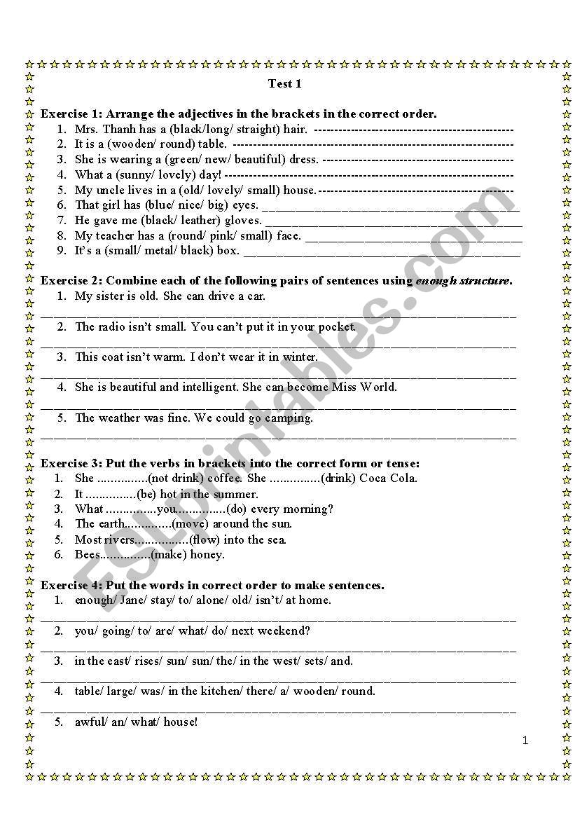 Test worksheet