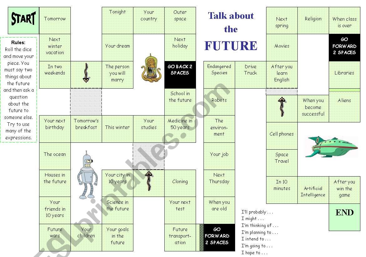 Future Tense Board Game ESL Worksheet By Rwegner