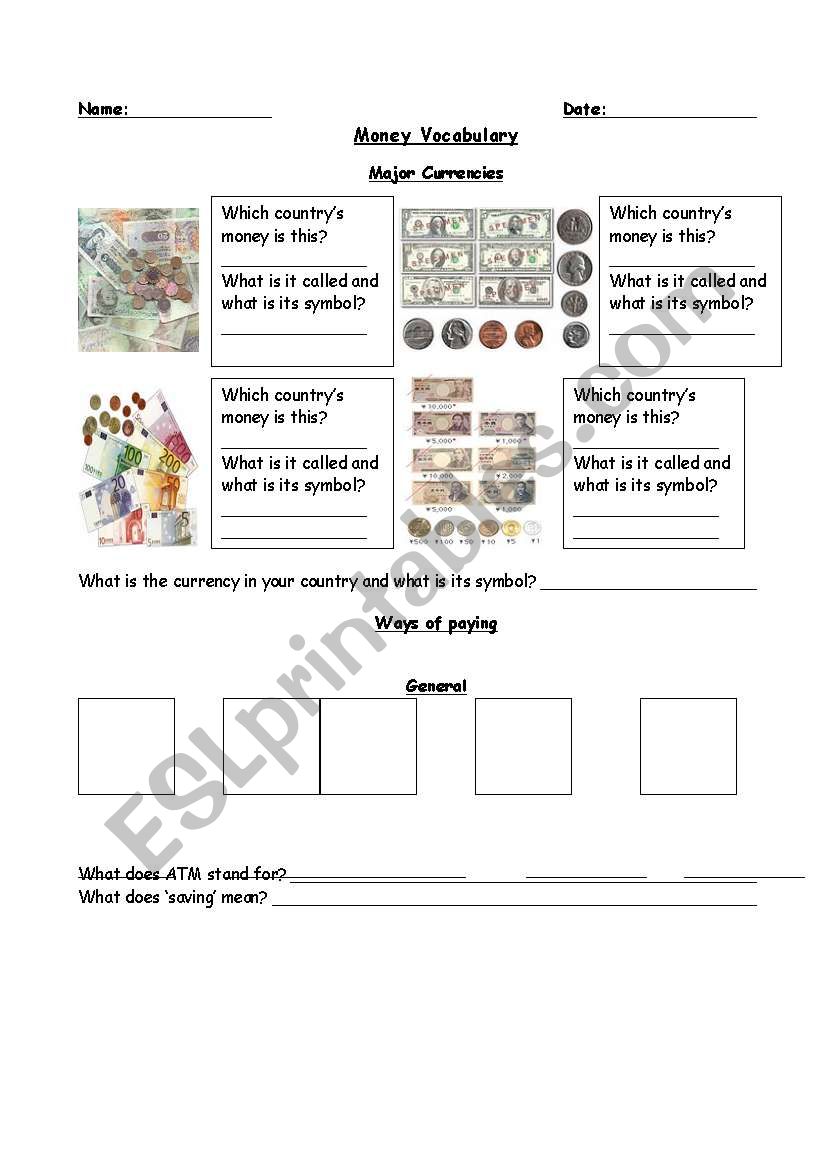 Money Vocabulary (Intermediate)