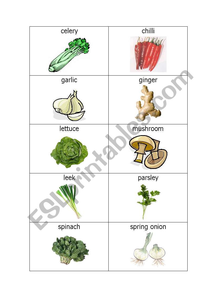 Vegetables worksheet