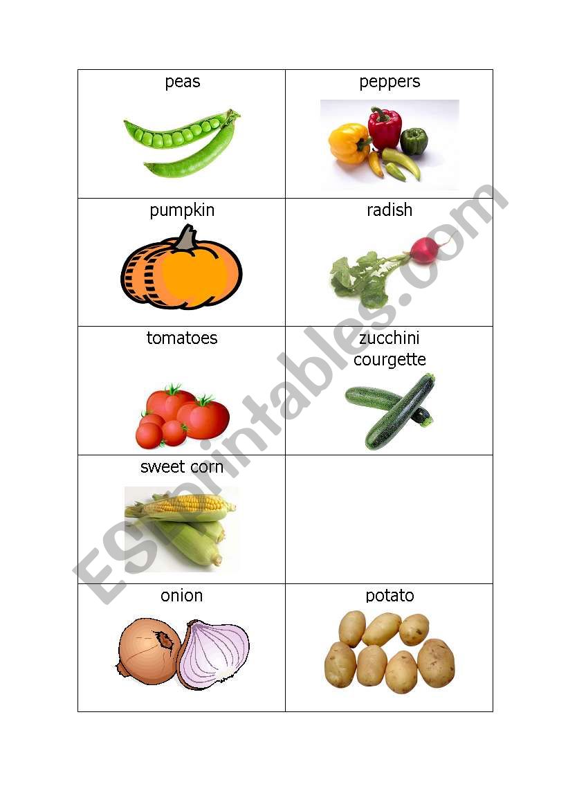 vegetables worksheet