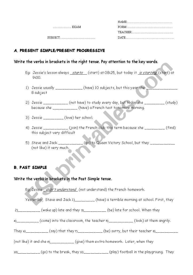 Use of English Exam for 4th form