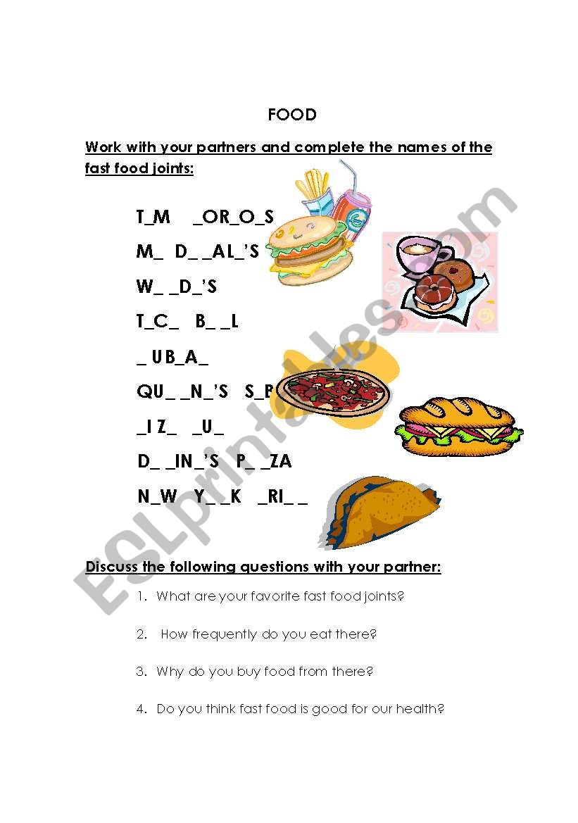 Food worksheet