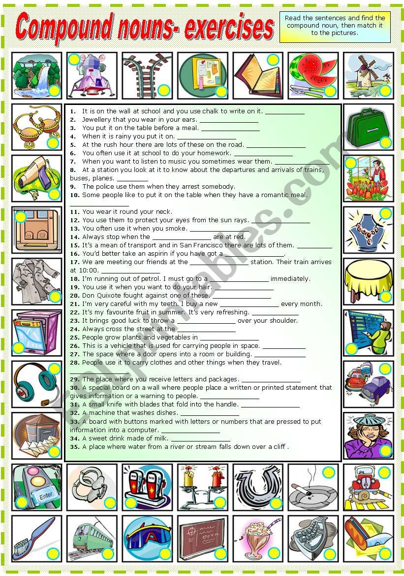 COMPOUND NOUNS EXERCISES B W VERSION INCLUDED ESL Worksheet By Katiana