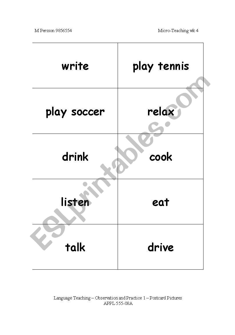 Postcard vocabulary worksheet