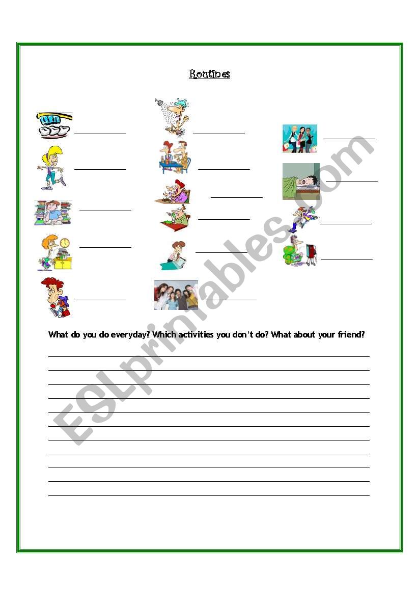 Everyday routines worksheet