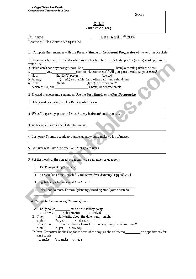 quiz worksheet