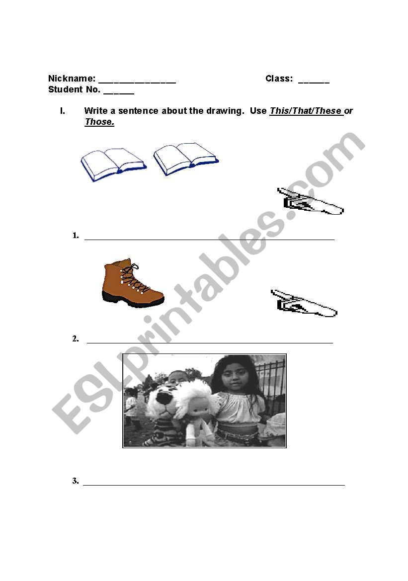 This/That/These/Those worksheet