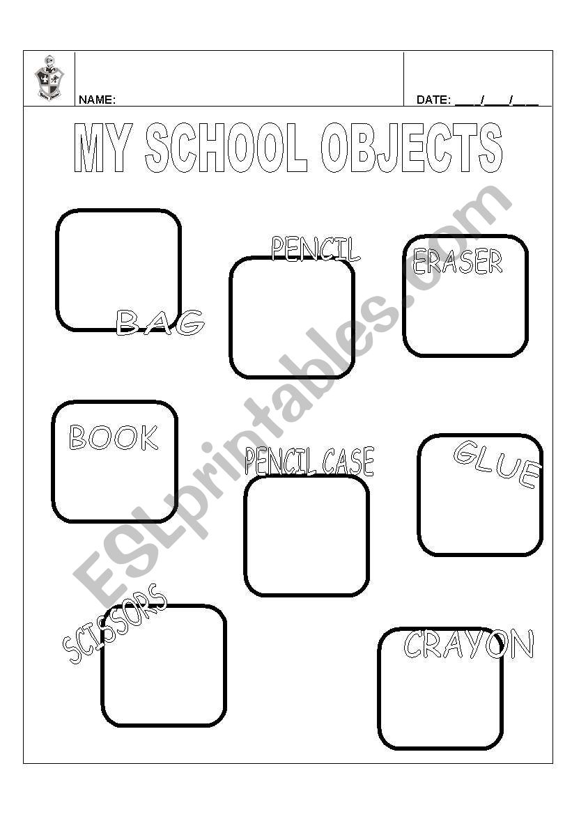 School Objects (drawing) worksheet