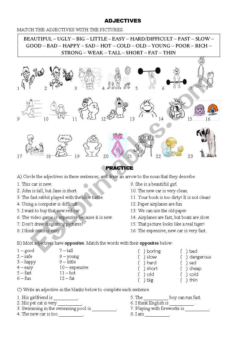 Adjectives worksheet