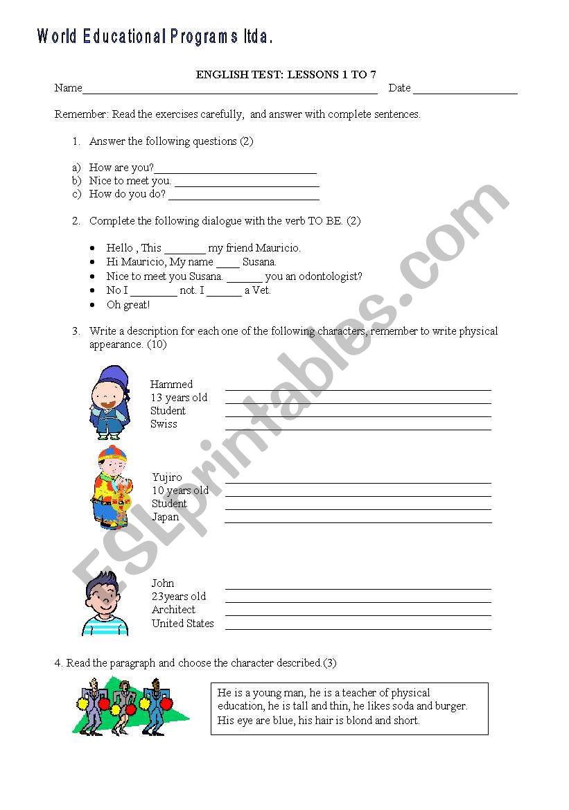 world educational worksheet