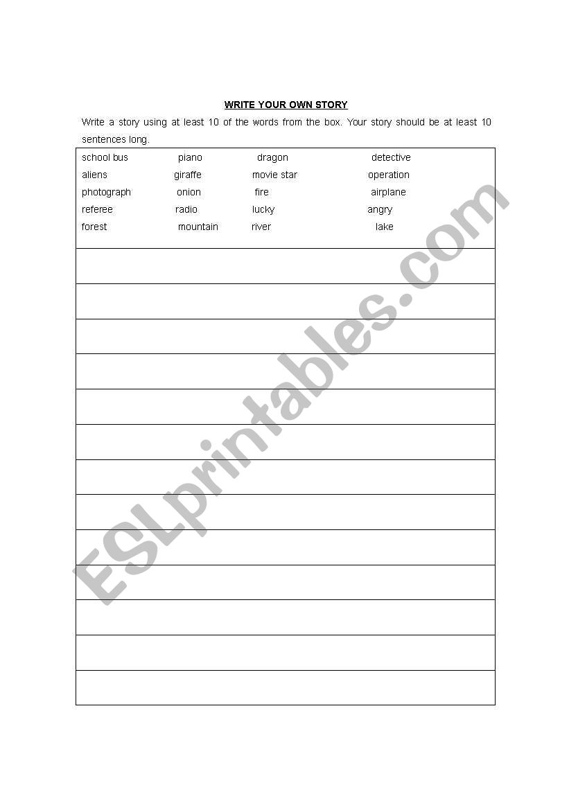 make a story worksheet