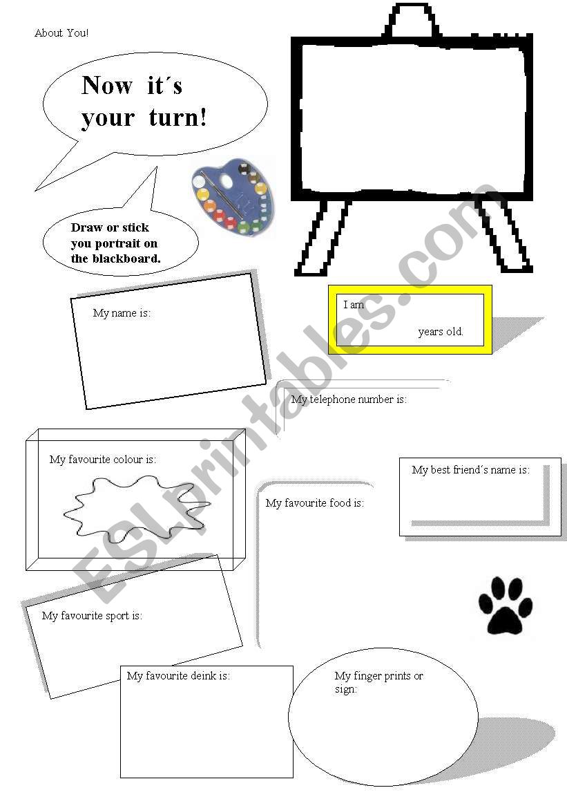 Write something about you worksheet