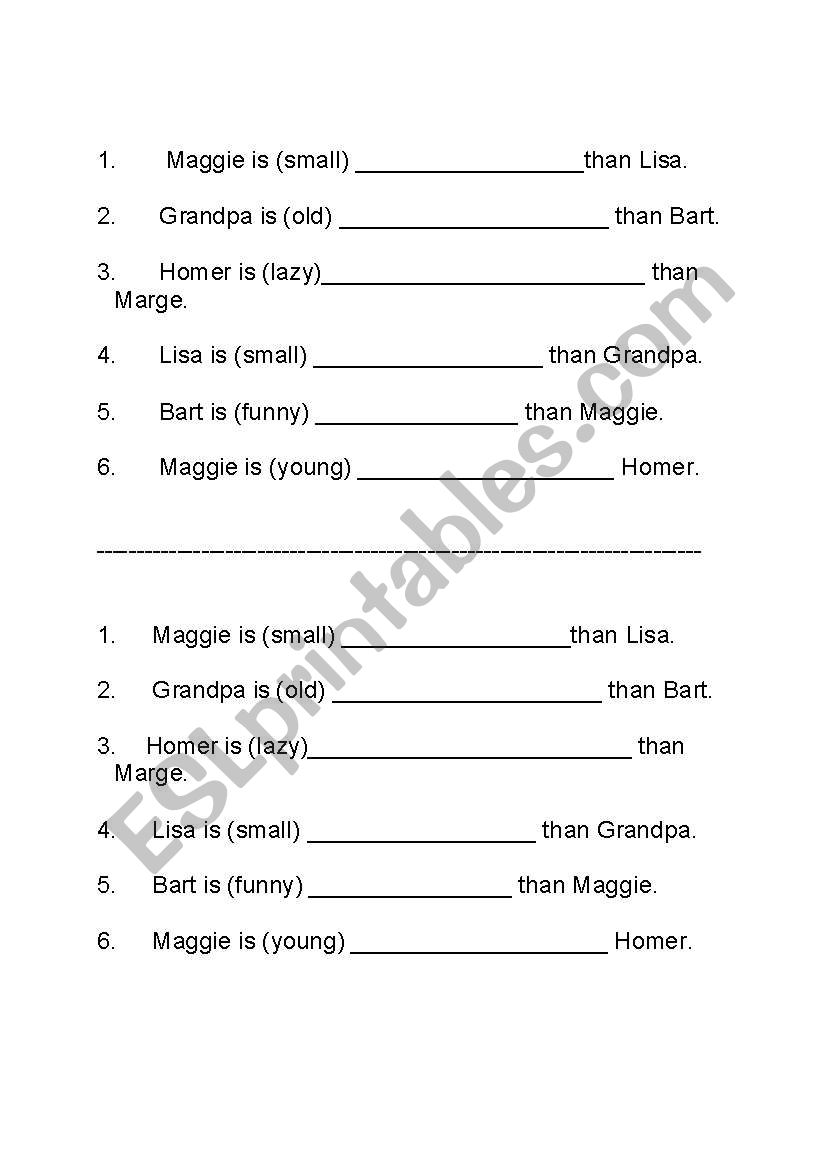 Comparative Activity Using the Simpsons