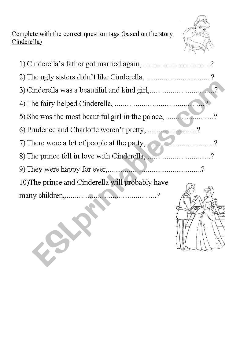 English worksheets: Cinderella´s questions tags