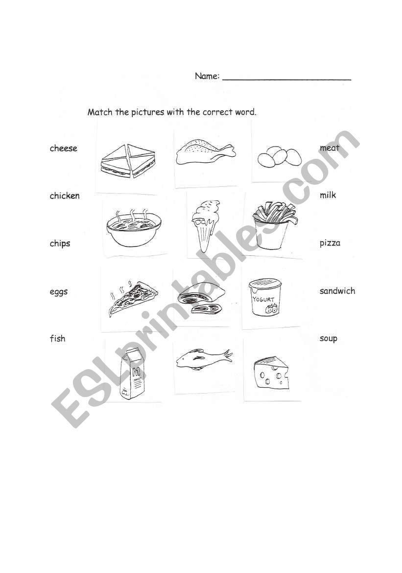 Food: match words and pictures