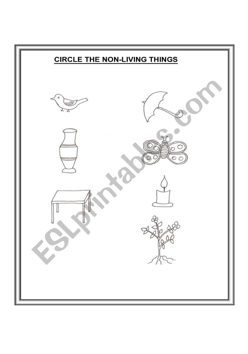 CIRCLE THE NON-LIVING worksheet