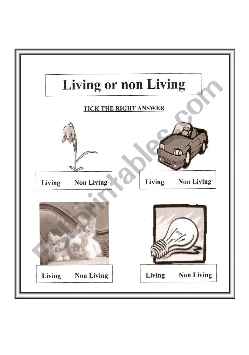 LIVING, NON-LIVING worksheet
