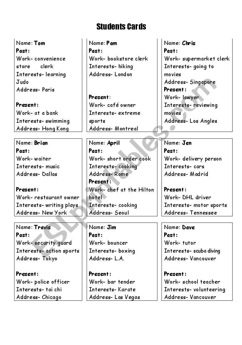 school reunion worksheet