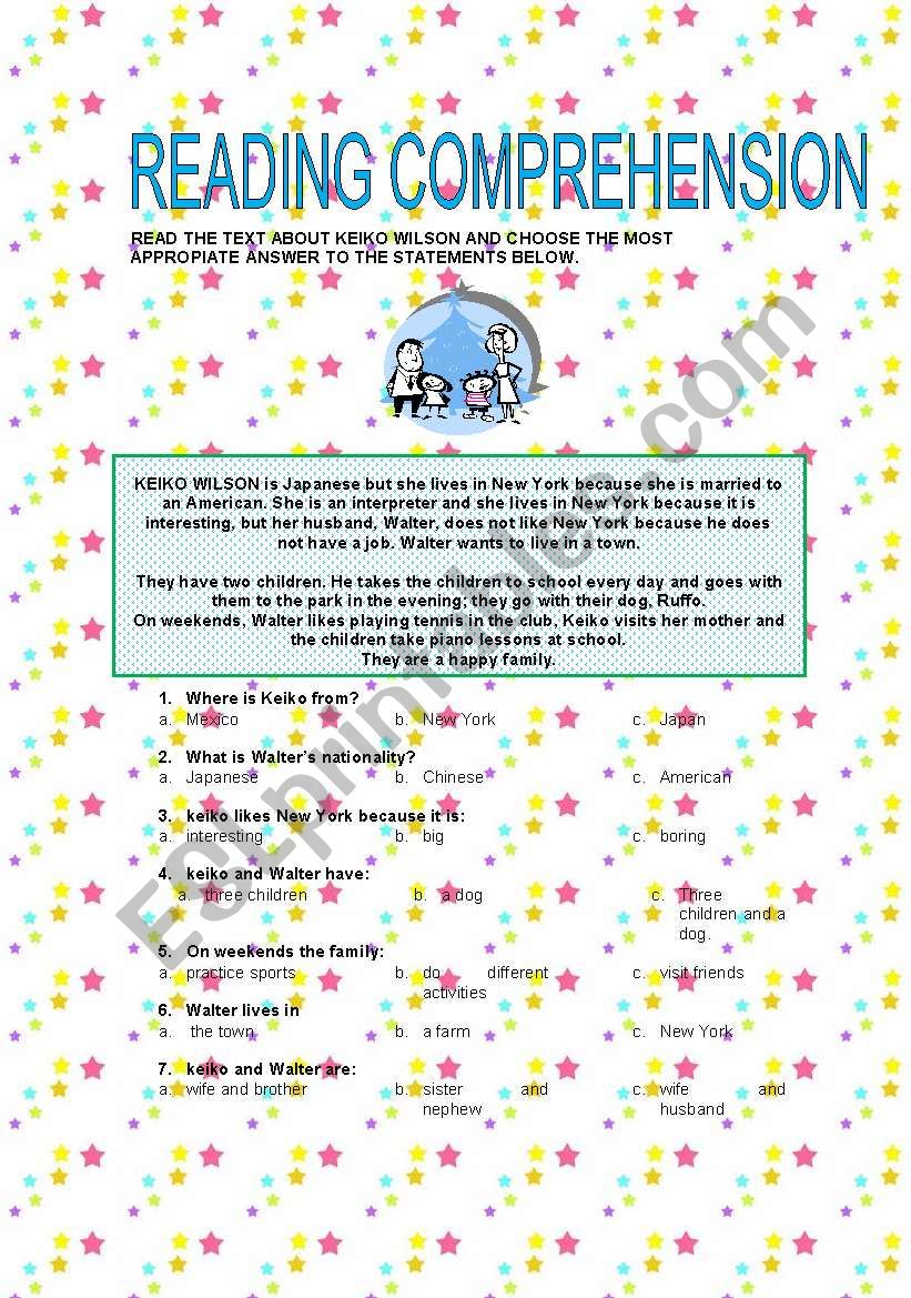 elementary reading comprehension - ESL worksheet by patolin