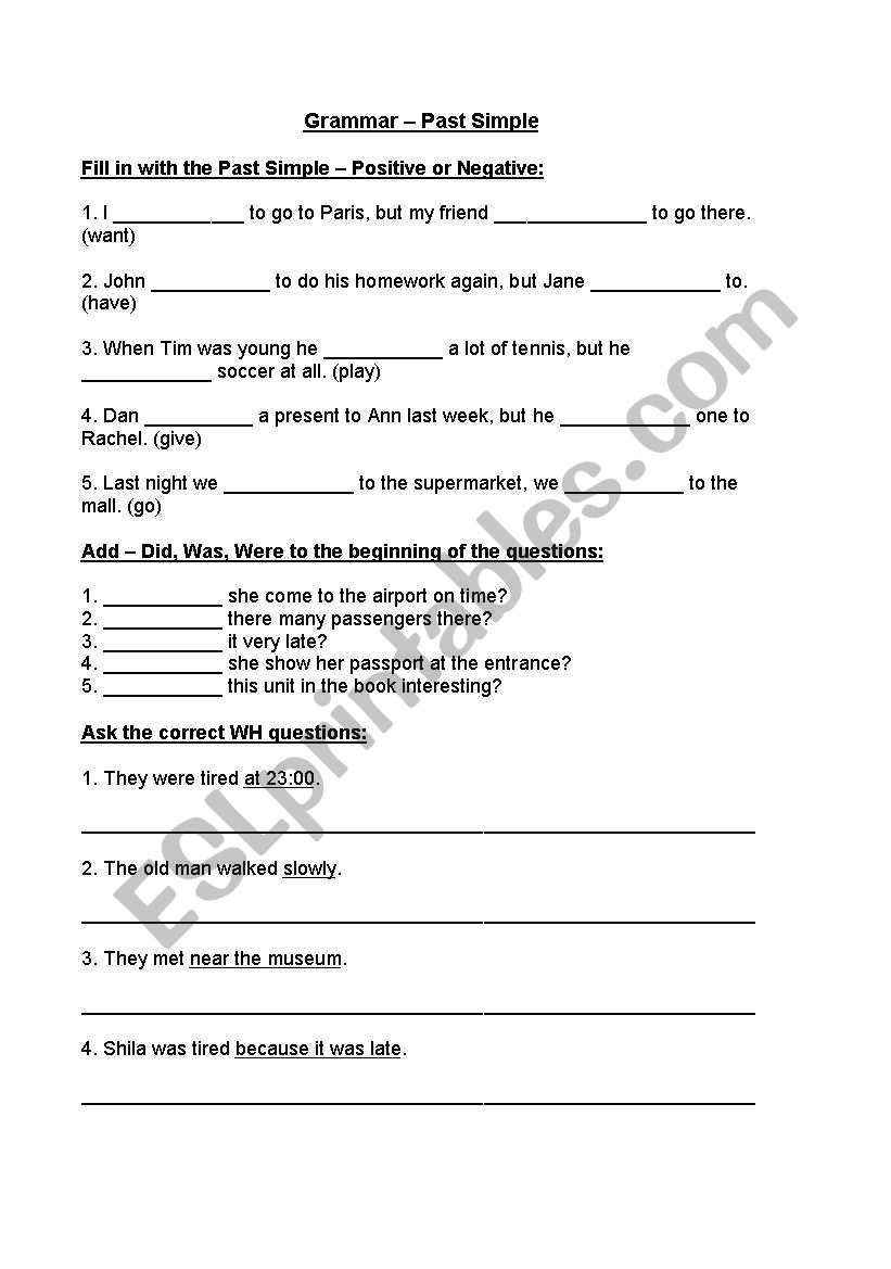 Past Simple worksheet