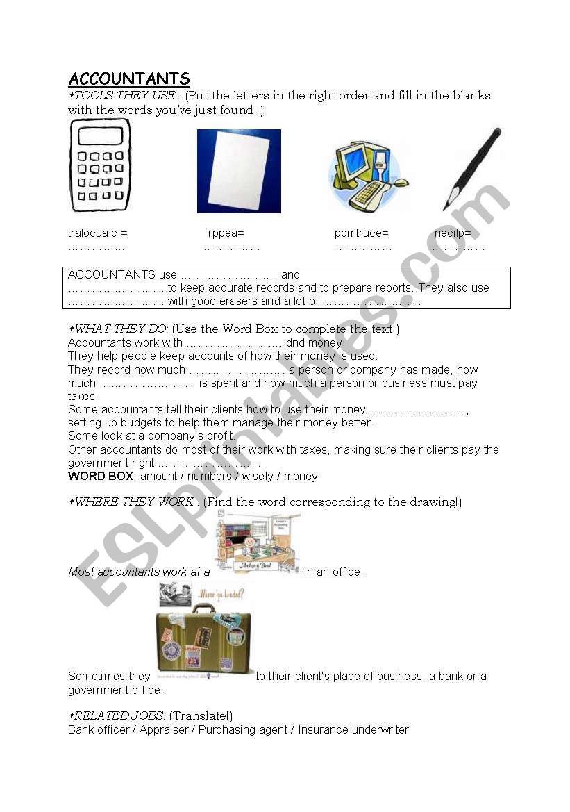 WHAT DO ACCOUNTANTS DO? worksheet