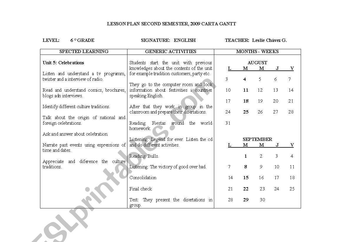 CARTA GANTT worksheet