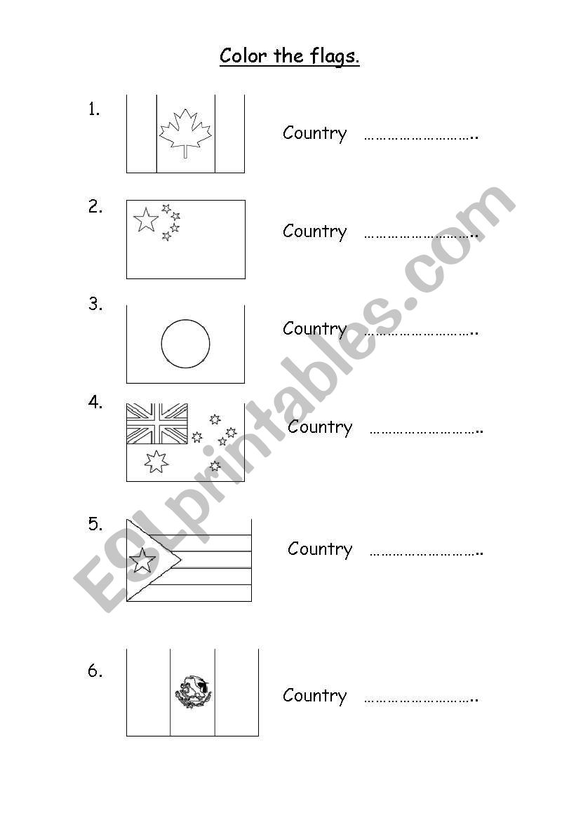 color the flags worksheet