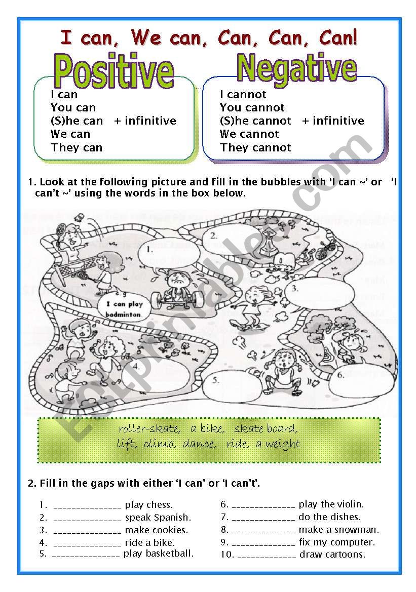 I Can Vs I Can´t Esl Worksheet By Lovedk12 