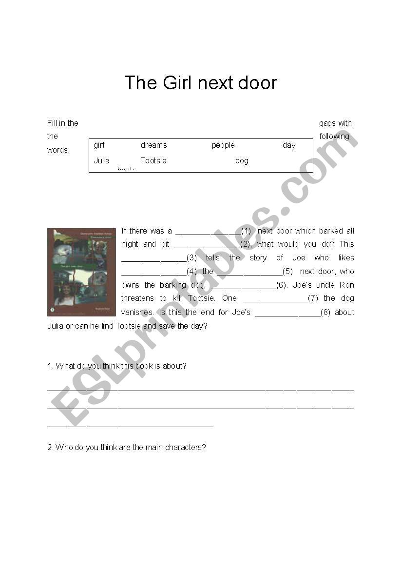 The Girl Next Door worksheet