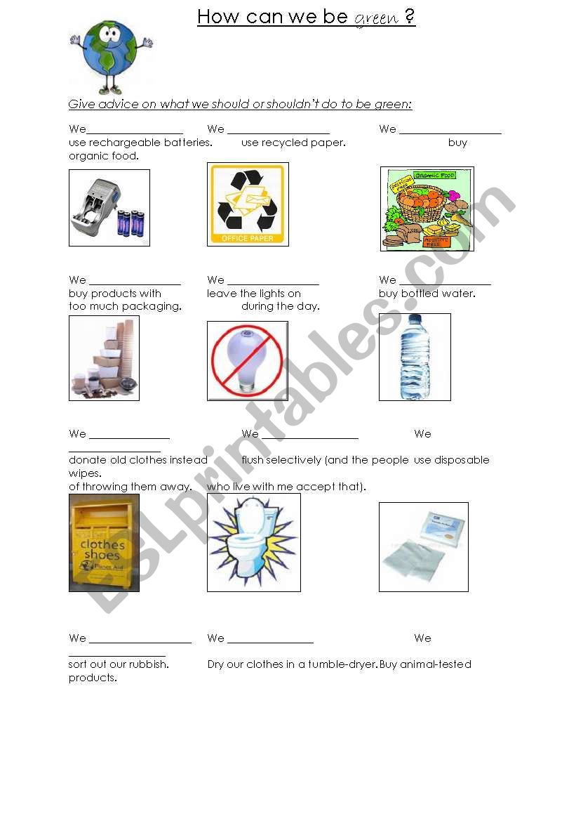 How can we be green? worksheet