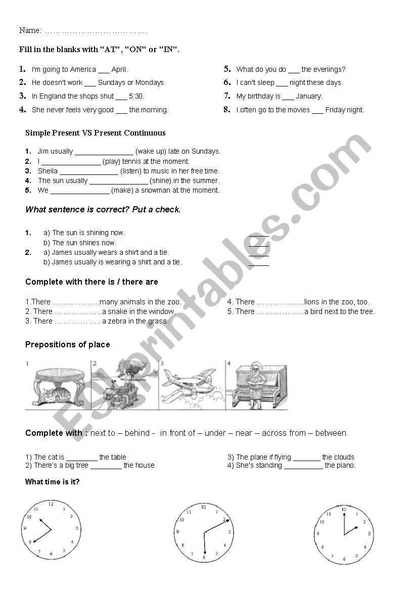 English Worksheets REVIEW