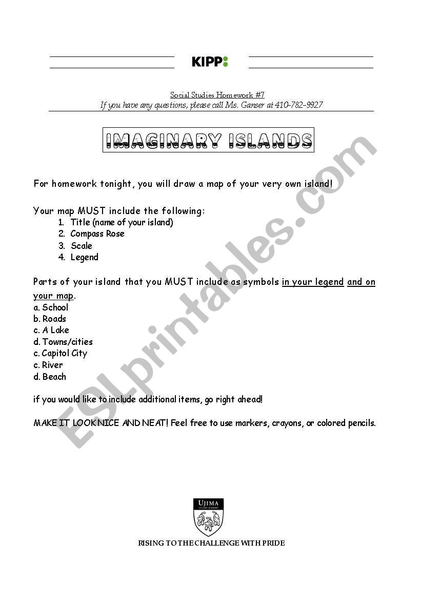 Imaginary Island worksheet