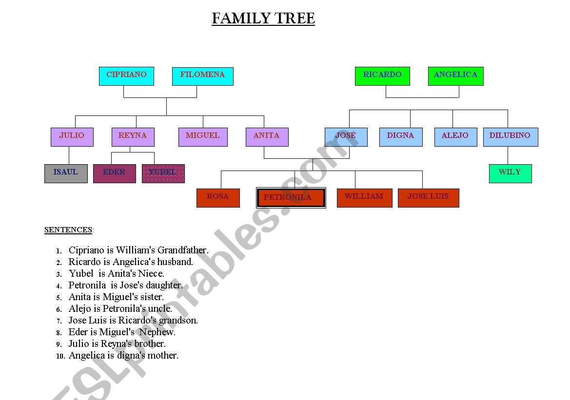 My family  worksheet