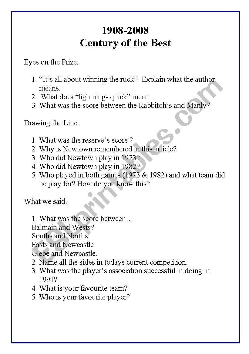 Footyball activity worksheet