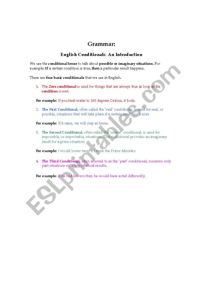 Conditional Sentences worksheet