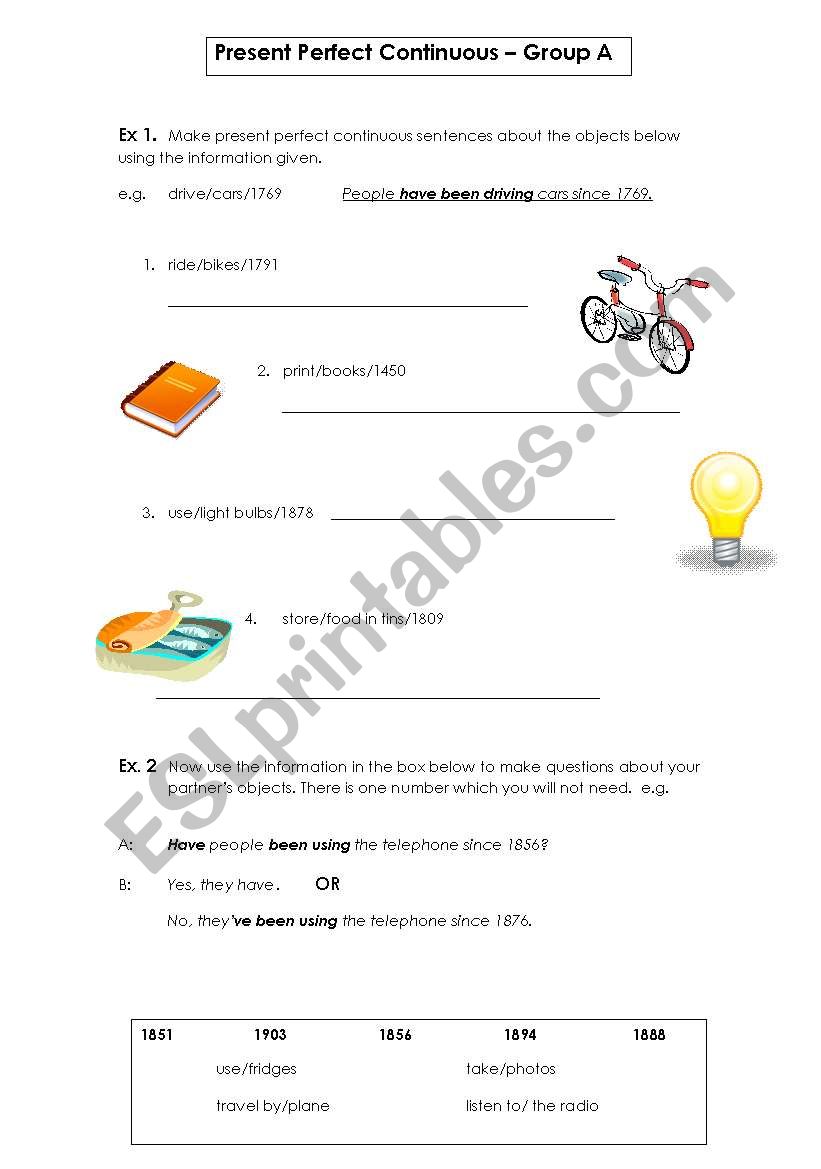 Present Perfect Continuous - Pair work