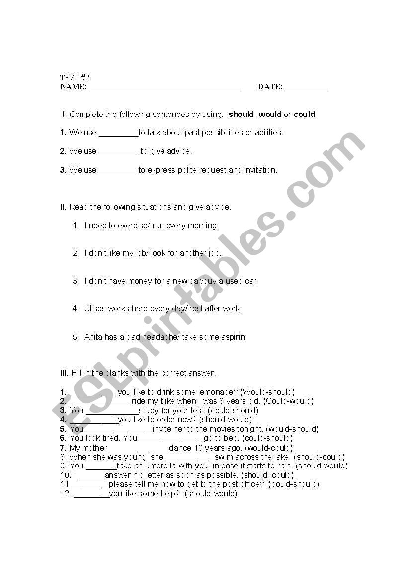 auxiliaries worksheet