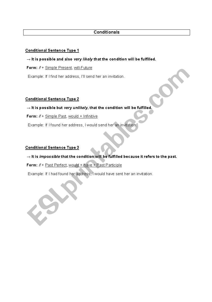 conditionals worksheet