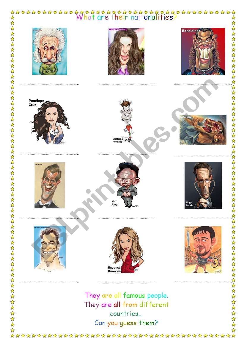 Nationalities - Famous People (caricatures)